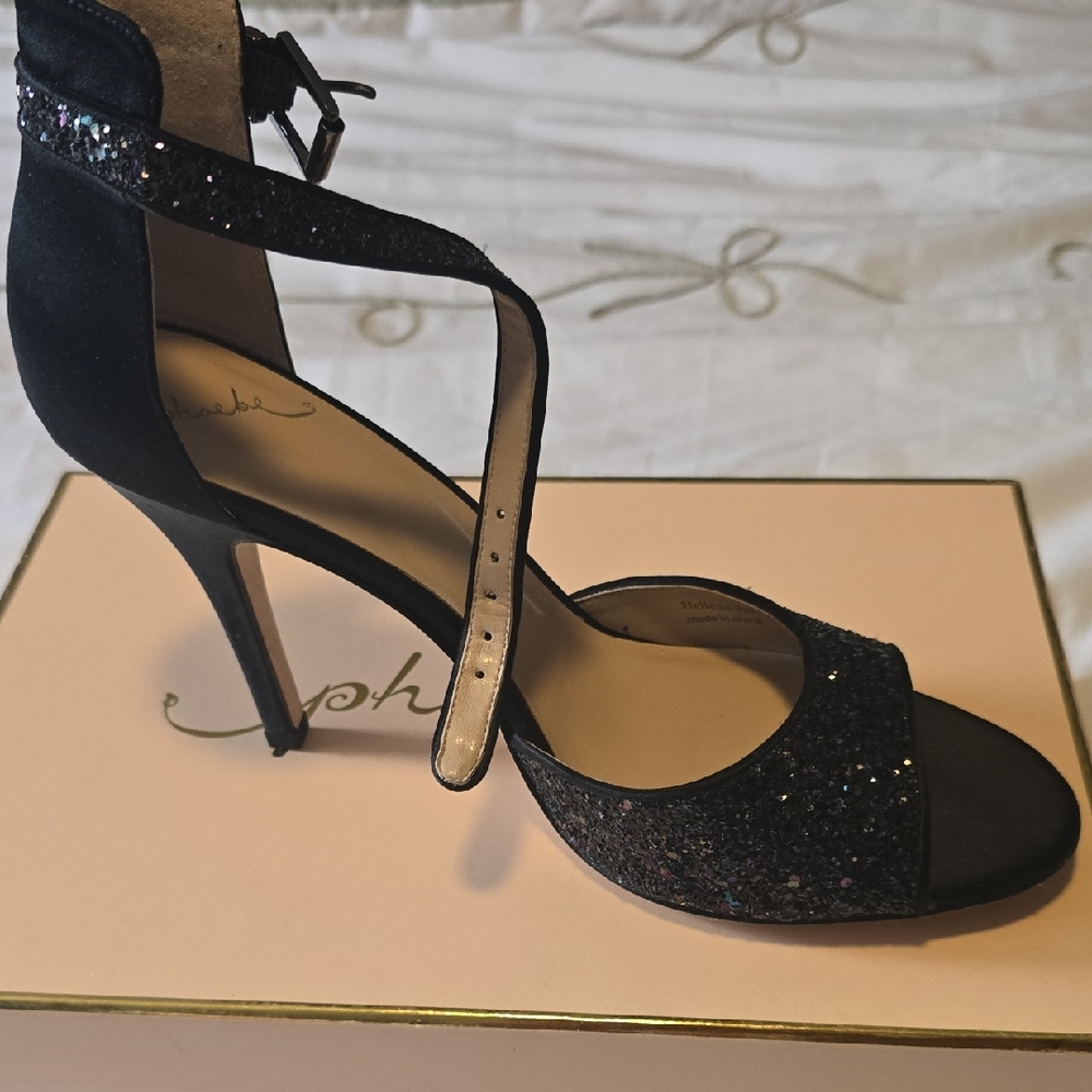 Phoebe Couture Black Glitter Heels